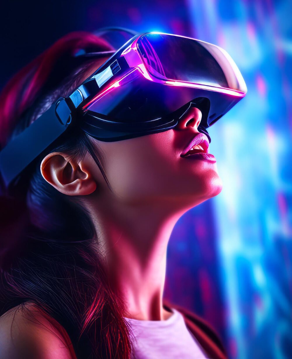mujer-casco-realidad-virtual-sobre-fondo-azul-rosa-ia-generativa